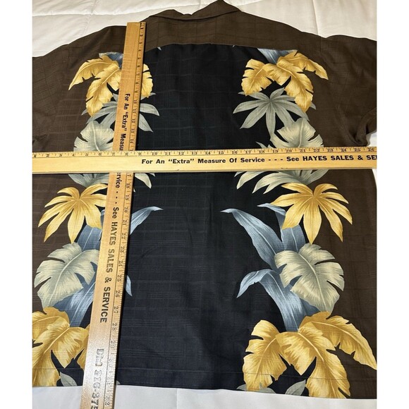 Tommy Bahama Shirt Mens XL Black Brown 100% Silk Hawaiian Aloha Floral Print - Picture 7 of 11